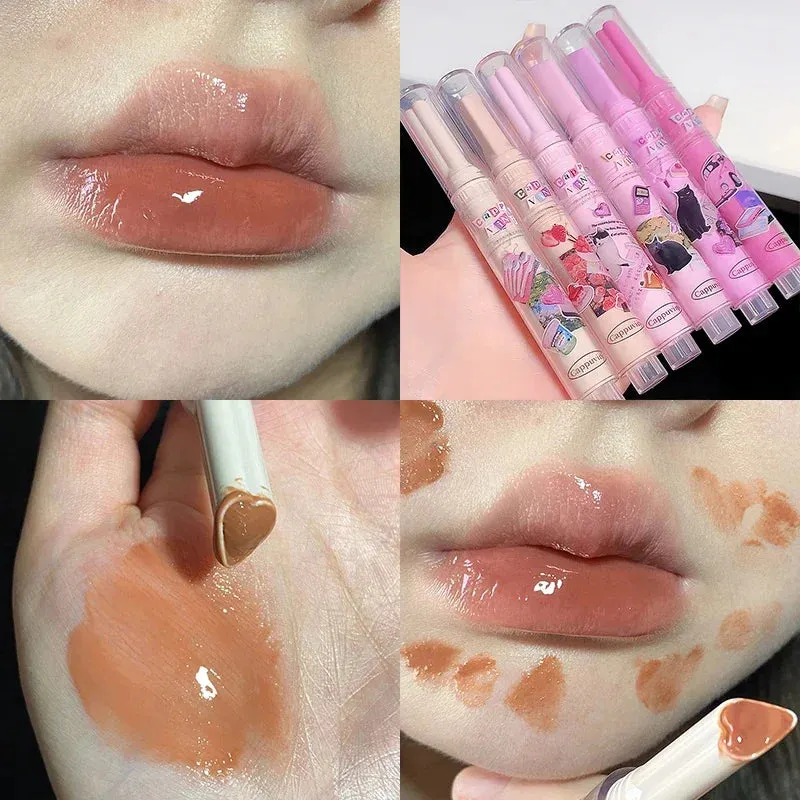 Yeknu Water Light Lip Glaze Tint Clear Mirror Lipstick Waterproof Moisturizing Lipstick Shine Glitter Lip Gloss Women Makeup