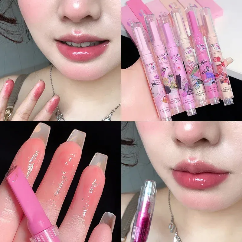 Yeknu Water Light Lip Glaze Tint Clear Mirror Lipstick Waterproof Moisturizing Lipstick Shine Glitter Lip Gloss Women Makeup