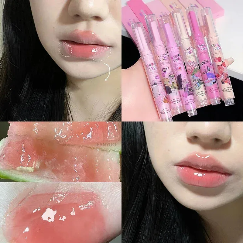 Yeknu Water Light Lip Glaze Tint Clear Mirror Lipstick Waterproof Moisturizing Lipstick Shine Glitter Lip Gloss Women Makeup