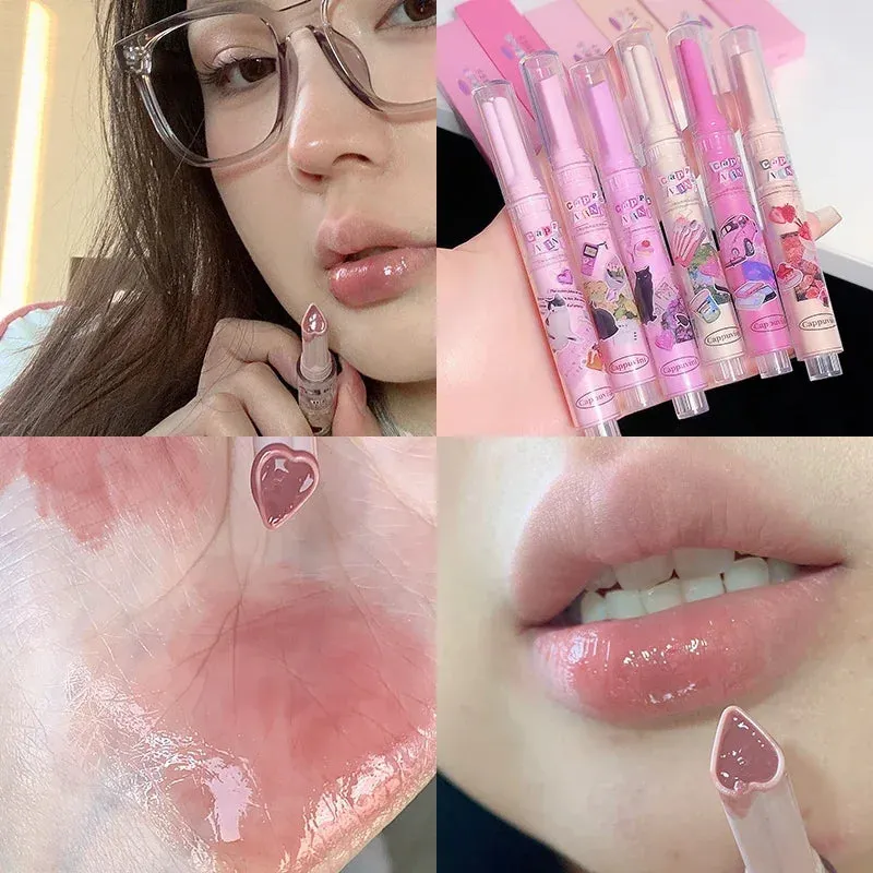 Yeknu Water Light Lip Glaze Tint Clear Mirror Lipstick Waterproof Moisturizing Lipstick Shine Glitter Lip Gloss Women Makeup