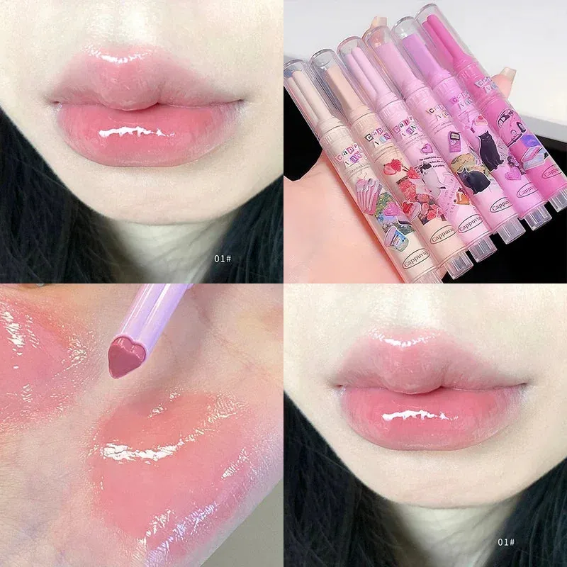 Yeknu Water Light Lip Glaze Tint Clear Mirror Lipstick Waterproof Moisturizing Lipstick Shine Glitter Lip Gloss Women Makeup