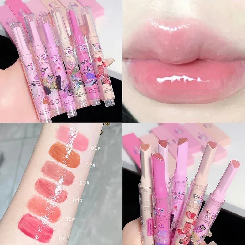 Yeknu Water Light Lip Glaze Tint Clear Mirror Lipstick Waterproof Moisturizing Lipstick Shine Glitter Lip Gloss Women Makeup